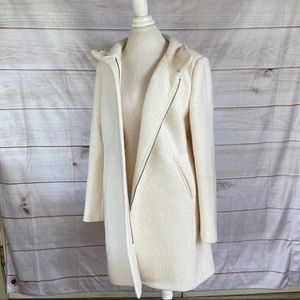 LOFT White Funnel Neck Long Coat